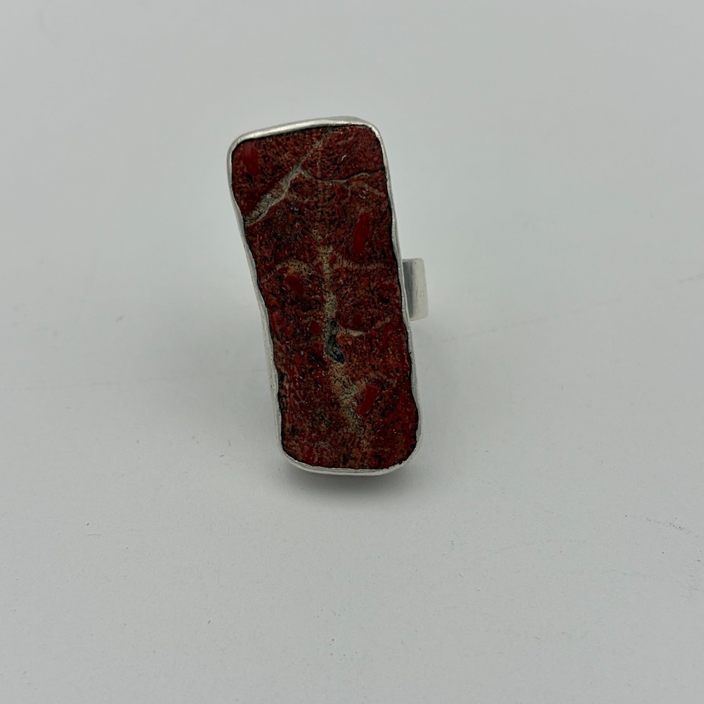 Vintage Petrified Wood Sterling Silver Ring Size 9 Fine Fashion 23g
